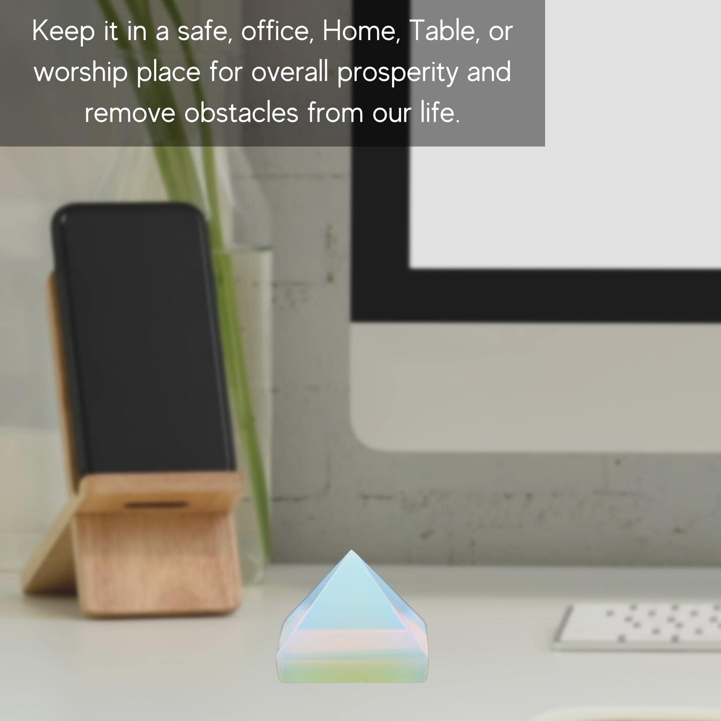 Amazing Gemstone Opalite Pyramid Crystal Healing Stones - 1" Great Pyramid Figurine of Natural Stone Pyramid for Meditation, Reiki, Chakra Balancing and Crystal Pyramids Grid