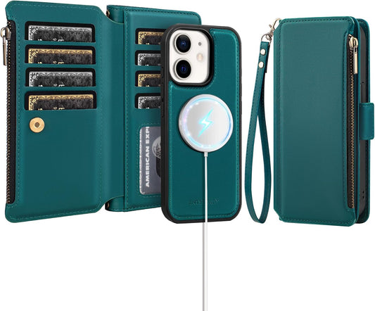 Antsturdy 2 1 11 Compatible with Magsafe Magnetic in Detachable iPhone Wallet Case with Credit Card Holder Slots,PU
