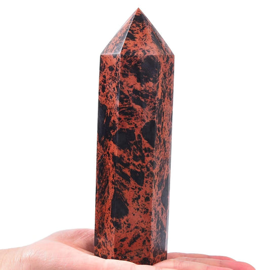 Mahogany Obsidian Stone Tower Obelisk Healing Crystal Wand Large Reiki Meditation Gifts 1.1-1.7 LBS