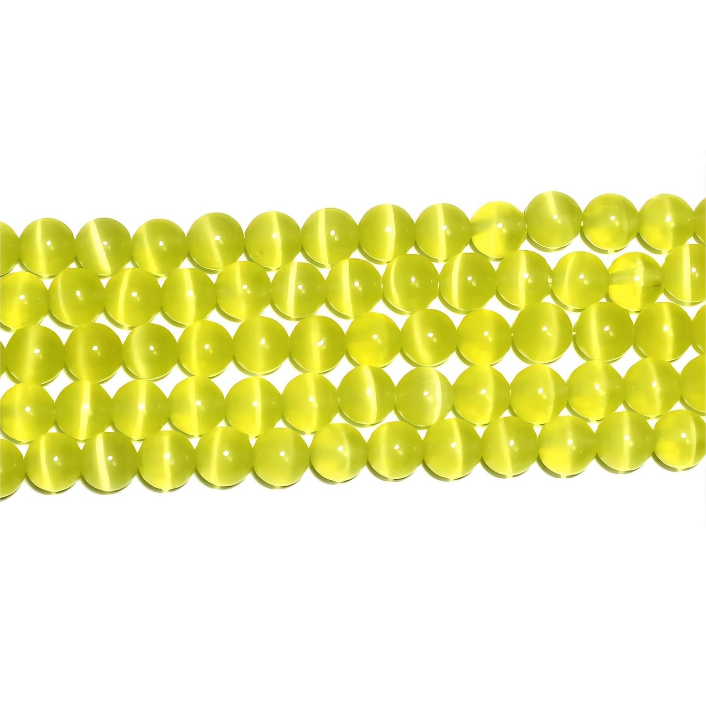 MJDCB 30pcs Lemon Yellow Cat Eye Stone Beads 12mm Round Crystal Loose Bead for Jewelry Making DIY Bracelets Necklace