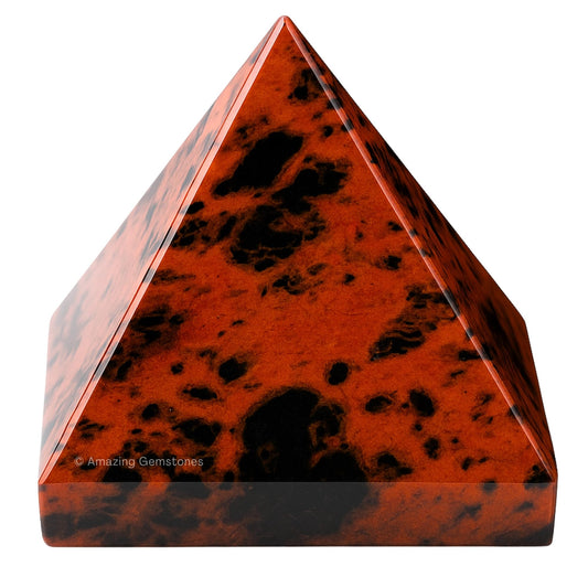 Amazing Gemstone Mahogany Obsidian Pyramid Crystal Healing Stones - 1" Great Pyramid Figurine of Natural Stone Pyramid for Meditation, Reiki, Chakra Balancing and Crystal Pyramids Grid