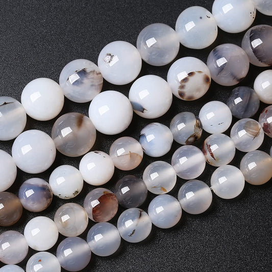10mm 36pcs Natural Sardonyx Ocean White Agate Stone Beads for Jewelry Making DIY Bracelet Necklace Accessories 15" Energy Healing Power Stone Beads (Sardonyx White Agate, 10mm)
