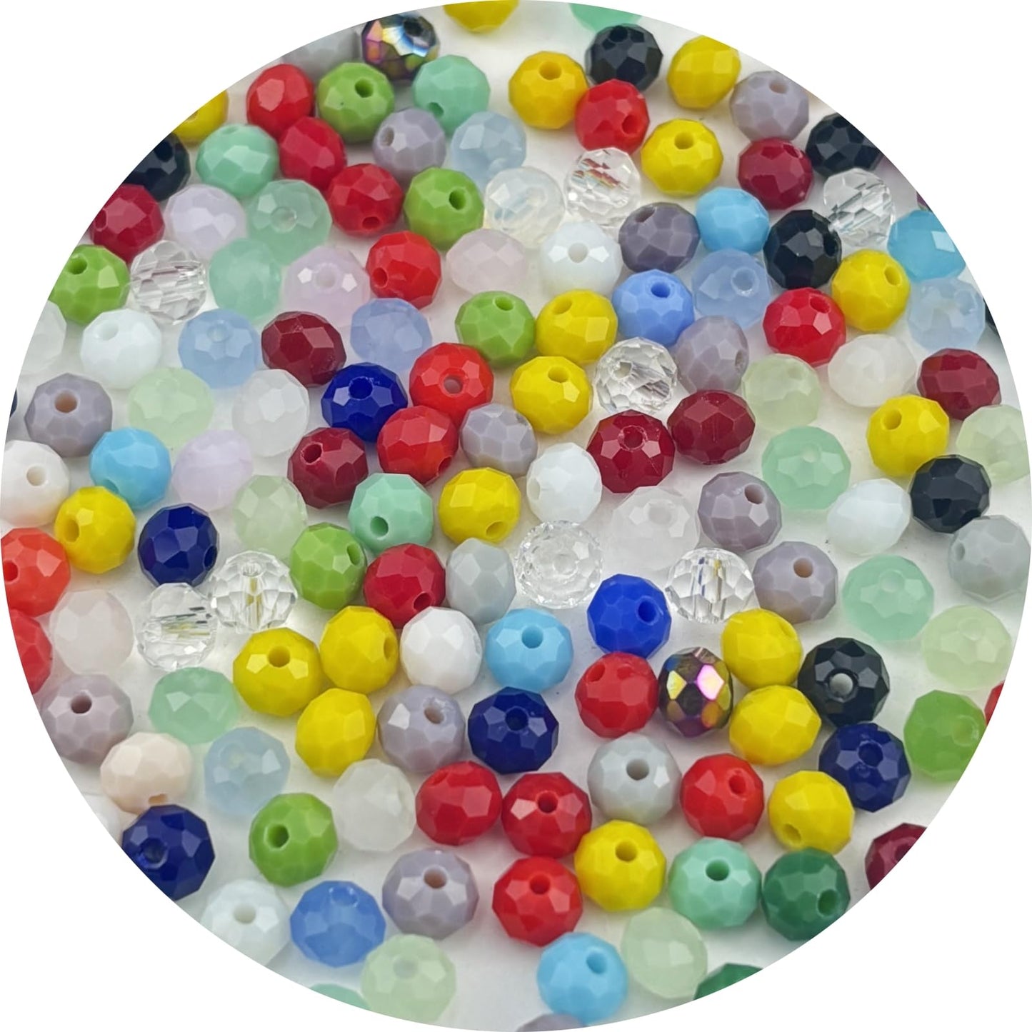 Pinhoollgo 200pcs 6mm Crystal Glass Beads Faceted Rondelle Glass Spacer Beads for Bracelets Necklace Pendants Earrings Key Chains Jewelry Making(Random Colors)