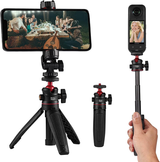 Byrgfkjt 360 Extendable Selfie Stick & Mini Tripod, Rotatable Selfie Stick with Non-Slip Grip for Smartphones & Action
