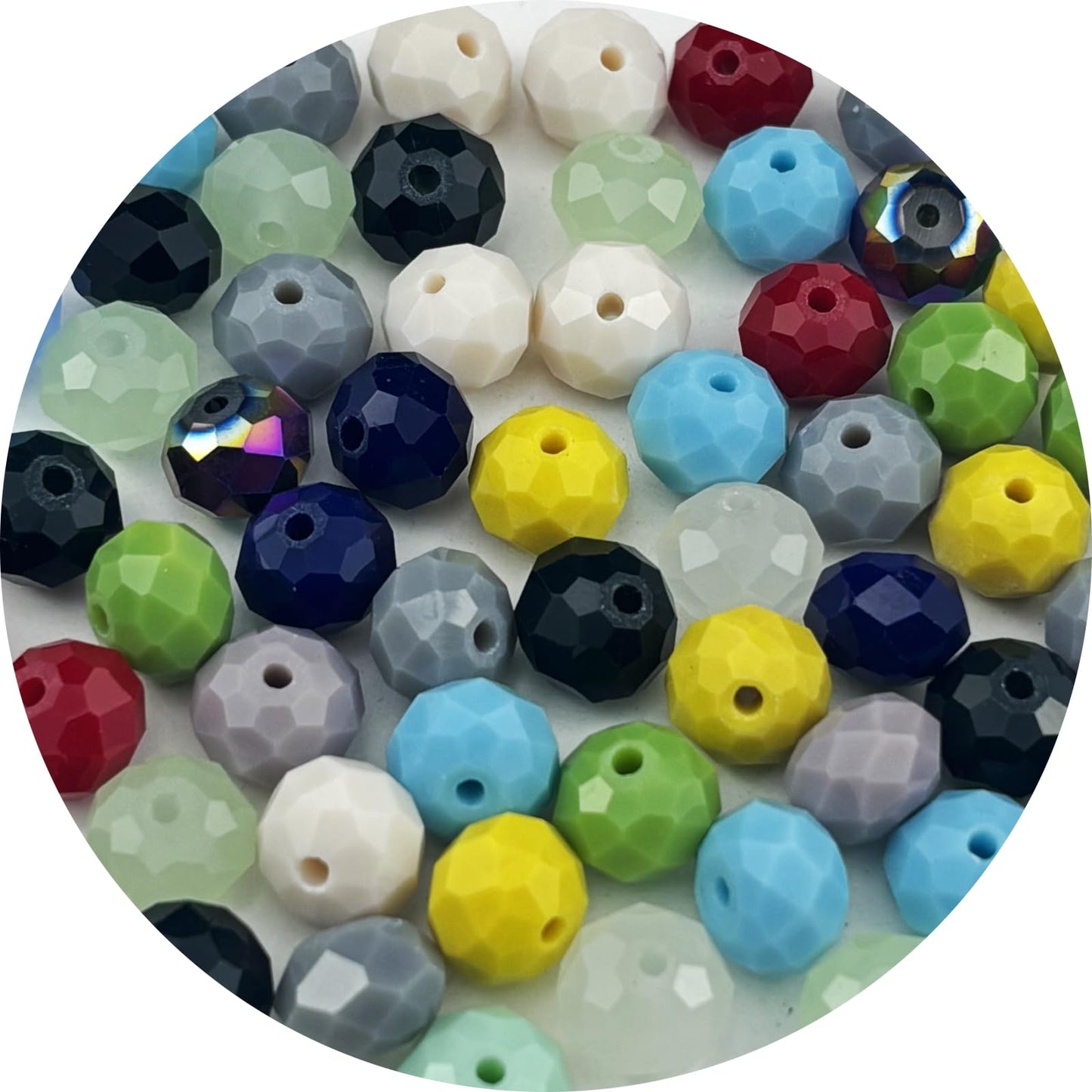 Pinhoollgo 60pcs 10mm Crystal Glass Beads Faceted Rondelle Glass Spacer Beads for Bracelets Necklace Pendants Earrings Key Chains Jewelry Making(Random Colors)