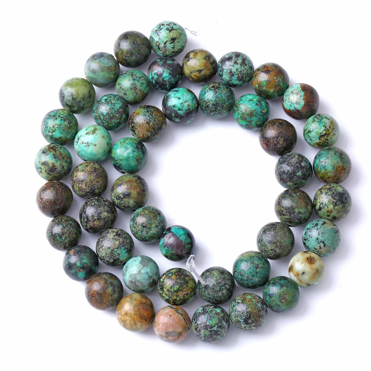 10MM 36PCS Natural Stone Green African Turquoise Spacer Loose Beads for Jewelry Making DIY Bracelet Necklace
