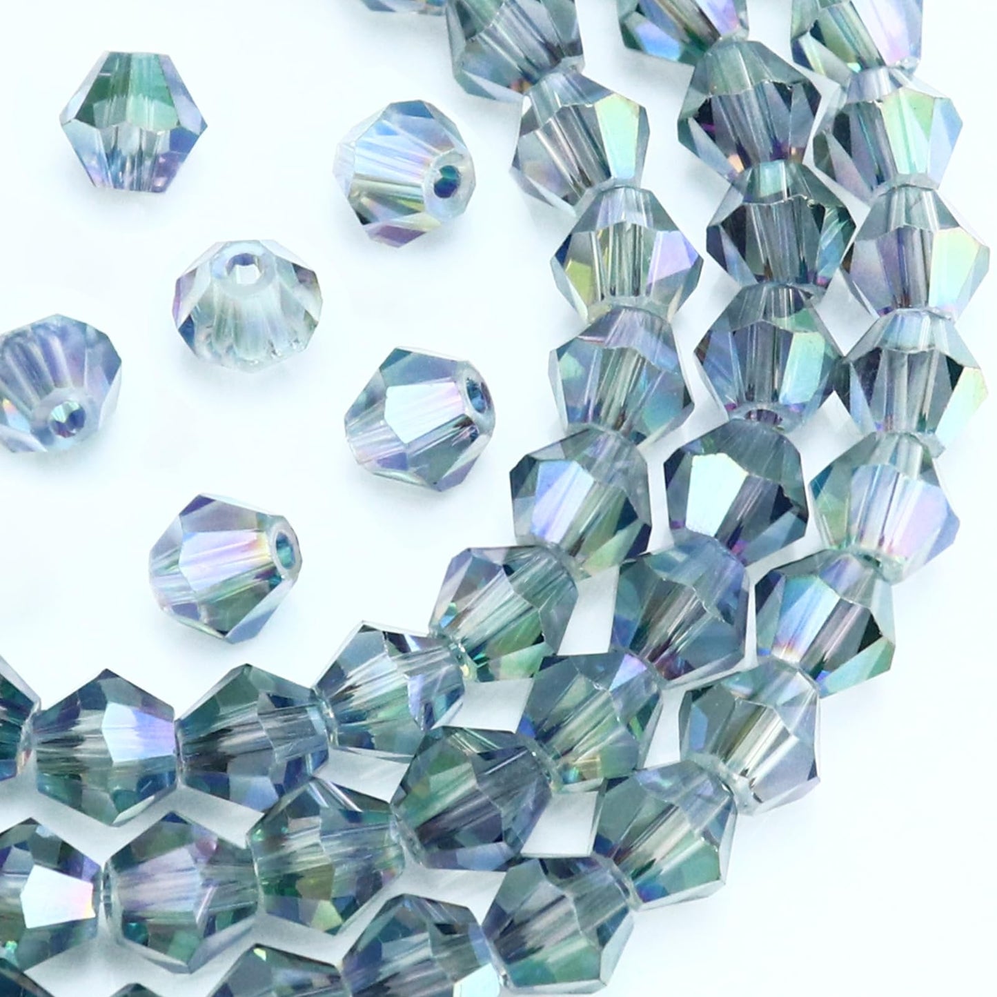 Dowarm 250PCS 6MM Faceted Bicone Crystal Beads for Crafts, Jewelry Making, DIY Bracelet, Necklace, Dolls, Wine Charms, Wind Chimes, Suncatchers, Loose Spacer Glass Beads, Transparent Green