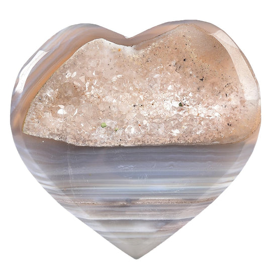 JIC Gem Large Agate Heart Crystal Geode Druzy Palm Worry Stone Reiki Crystals and Healing Stones 3.5-3.9"(90-100mm)