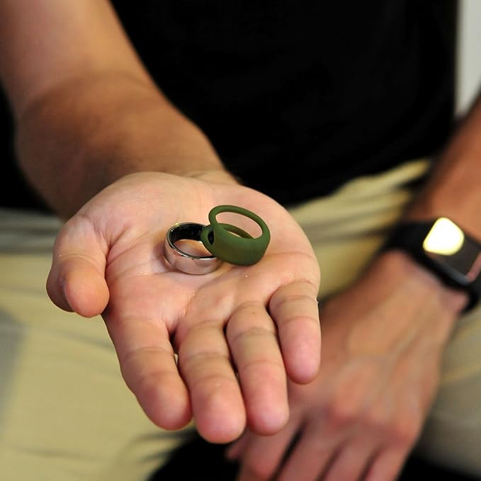 Rinfit Smart Ring Protector - Silicone Ring Enhancer for Active Lifestyle and Gym - StyleFit U.S. Design Patent - Green, Size 10