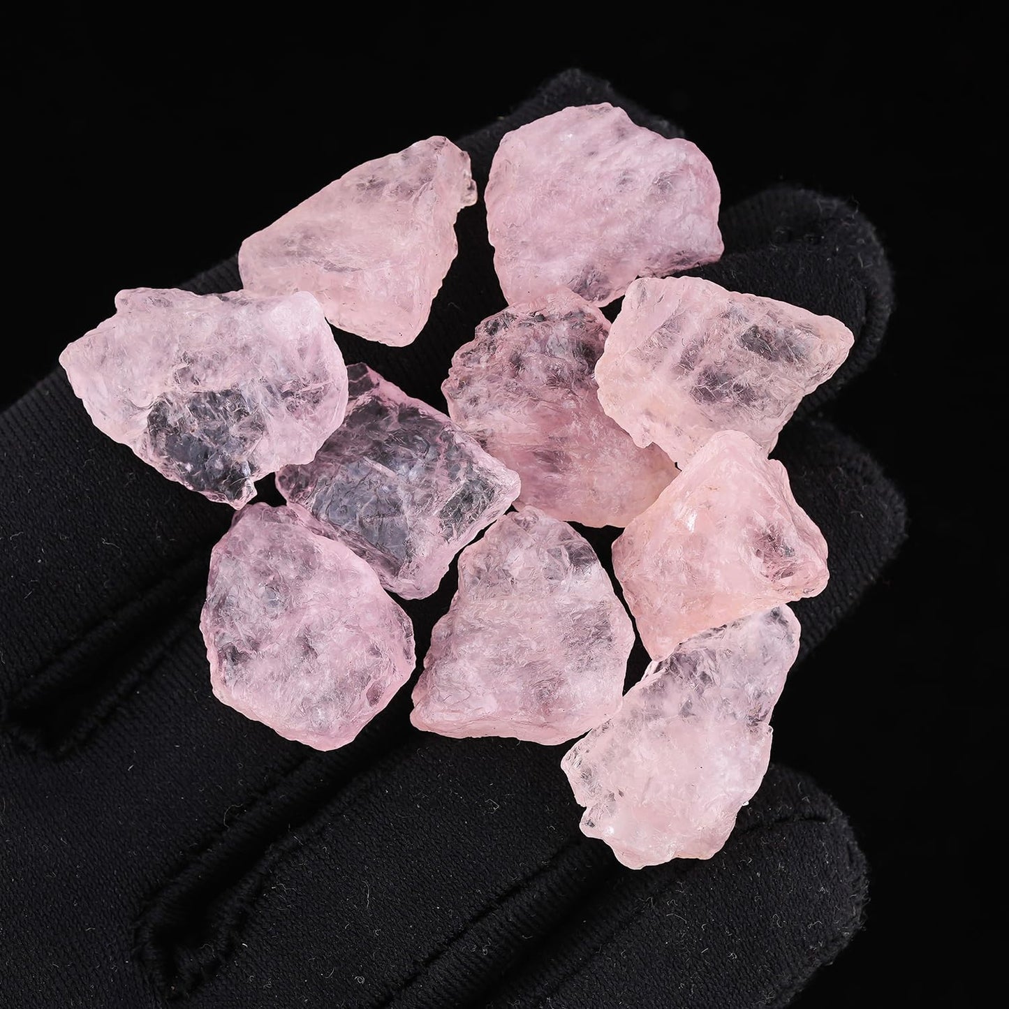 CRYSTALIS 10pcs Natural Morganite Raw Crystals, Loose Gemstone Wholesale Bulk Rough Jewelry Making Supply, Chakra Healing Stones, Wire Wrapping, DIY, Tumbling, Gem Collection (100 carats) (AAA+)