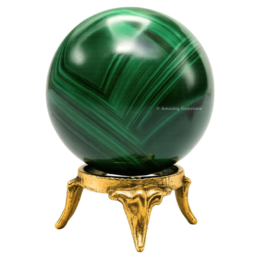Amazing Gemstone Malachite Crystal Ball with Stand - 2" Inches Crystal Sphere Meditation Balls for Witchcraft and Decorative Balls