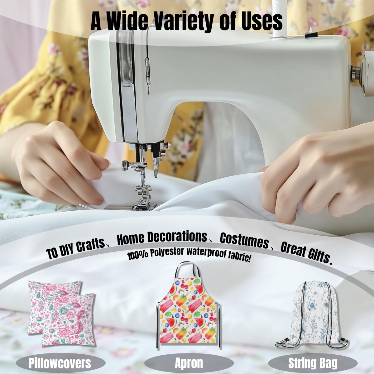 3D Floral Fabric by The Yard Wild Blooming Flowers Decor No Stretch Fabrics for Sewing Supplies Natural Botanical Peony Plants Soft Flannel Polyester Fabric for DIY Home Accents 1 Yard Pre-Cut,36"x59"
