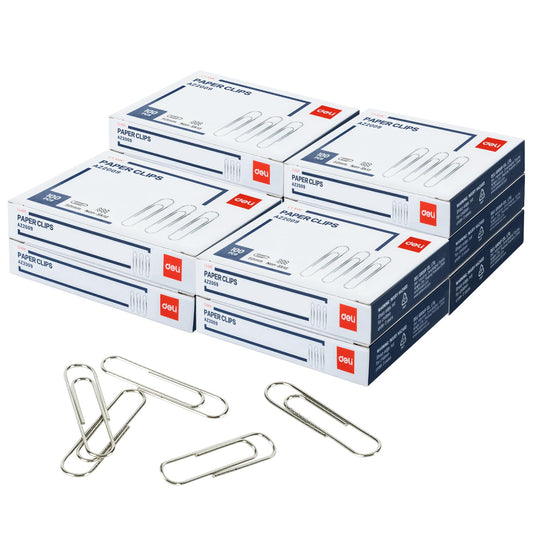 Deli Jumbo Paper Clips Nonskid, 1000 Large Paper Clips, 10 Boxes of 100 Each, Silver