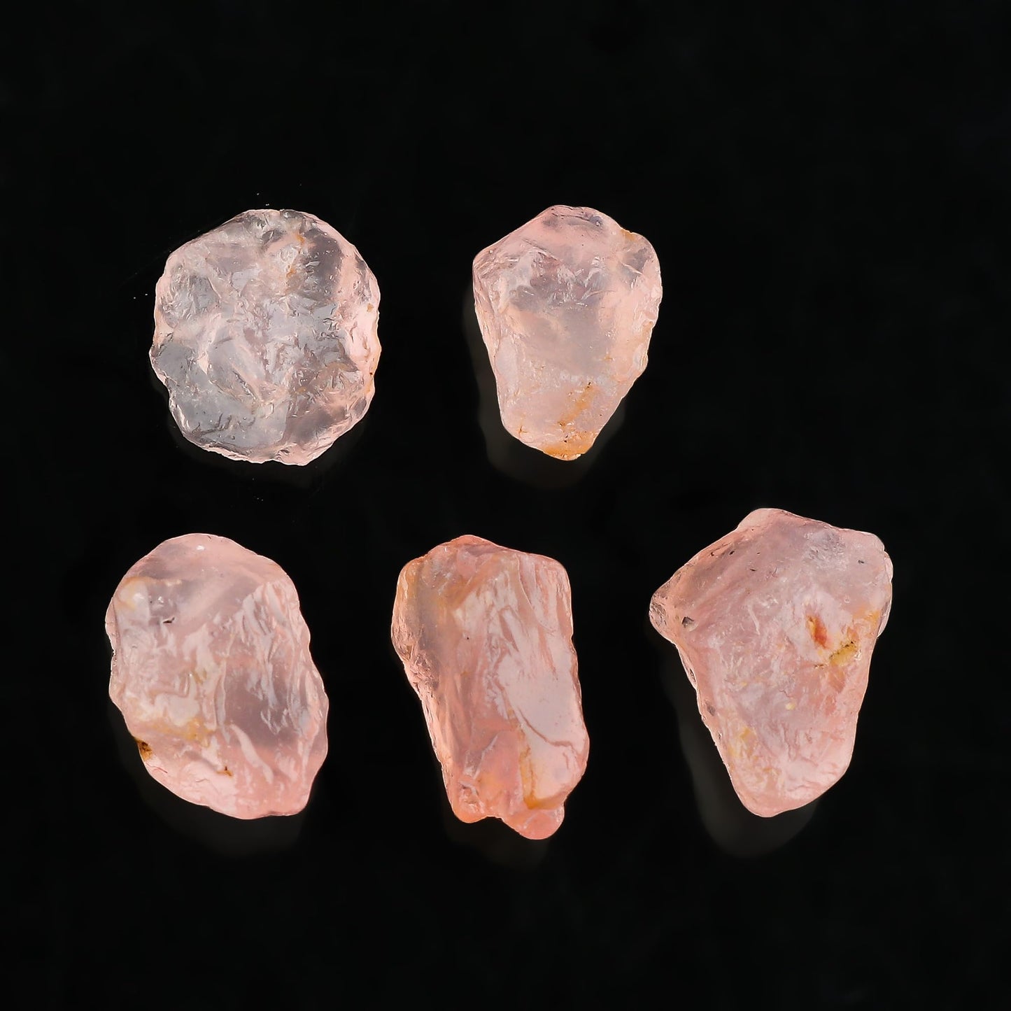 CRYSTALINES 5pcs Wholesale Natural Raw Pink Crysolite Quartz Gemstone, Untreated Rough Stone, Bulk Loose Supplies, DIY Crafts-Jewelry Making, Wire-Wrapping, Gem Collection
