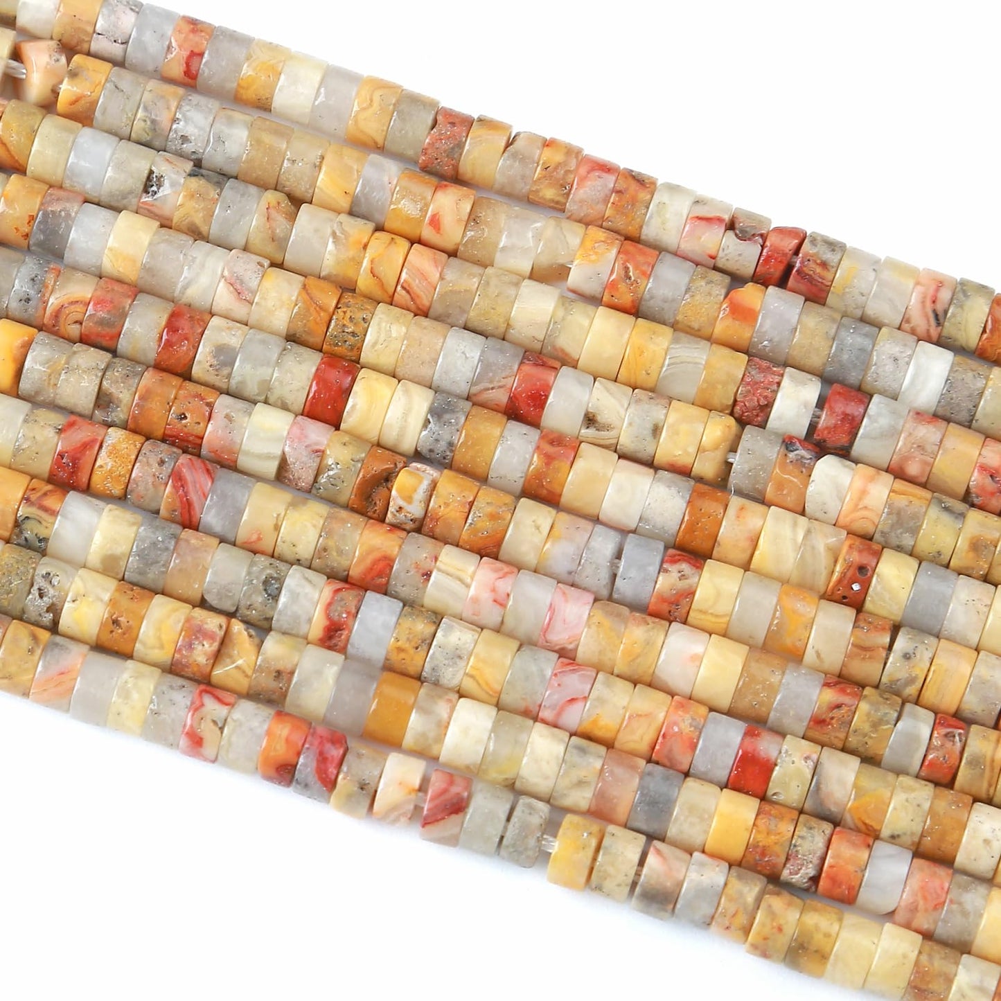 2x4MM 150PCS Crazy Lace Agate Tube Cylinder Rondelle Abacus Disk Spacer Loose Beads for Jewelry Making