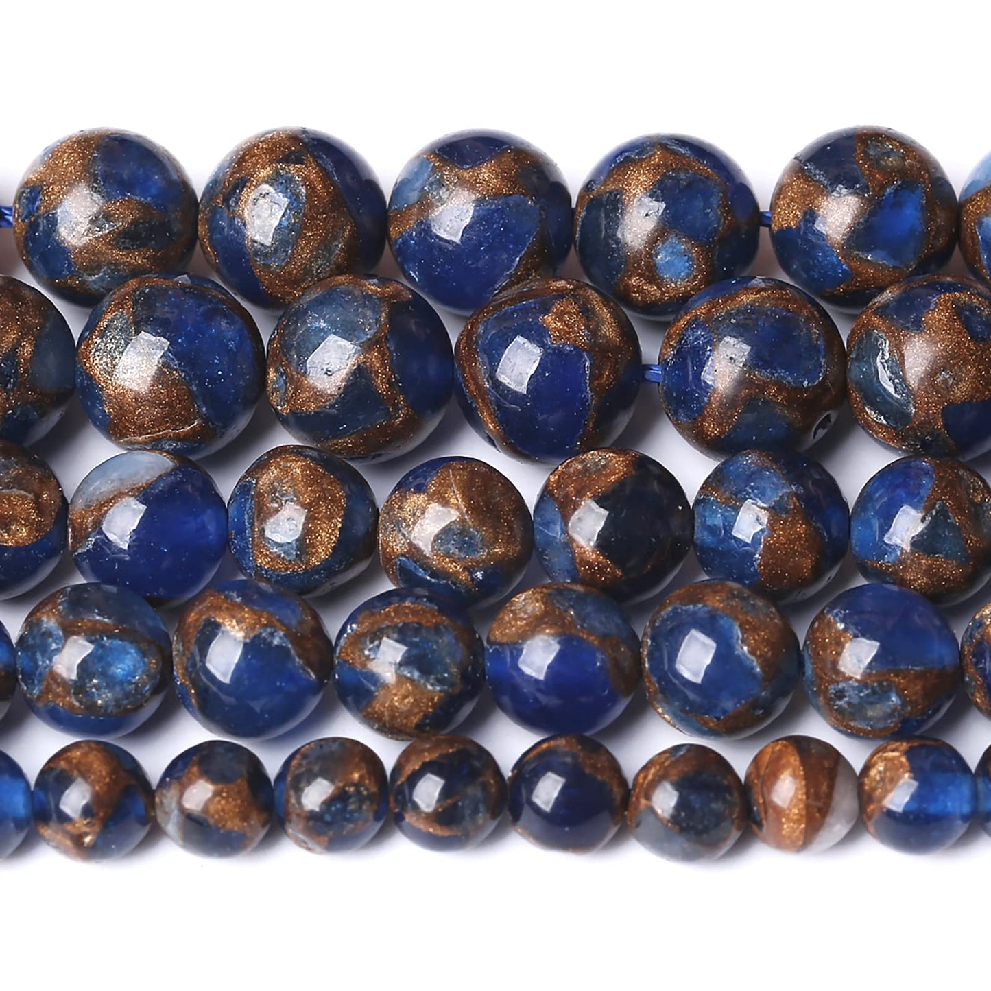 8MM 46PCS Dark Blue Cloisonne Craft Loose Round Beads for Jewelry Making DIY Bracelet