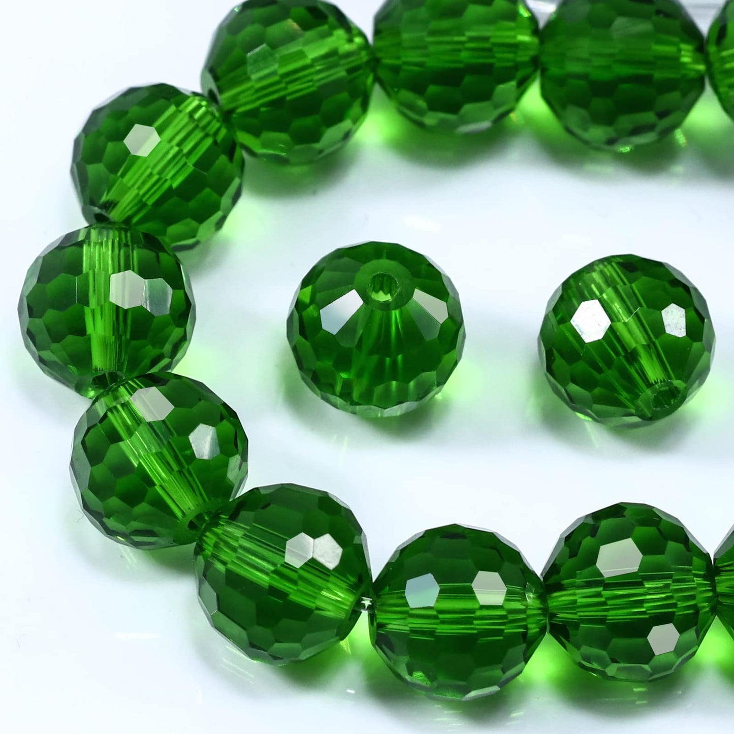 Dowarm 150PCS 6MM Round Crystal Glass Beads for Jewelry Making, Dark Green Faceted Crystal Beads for Crafts Bracelet Wind Chimes Suncatcher, #5003 Crystal Rondelle Spacer Beads, Loose Gemstones