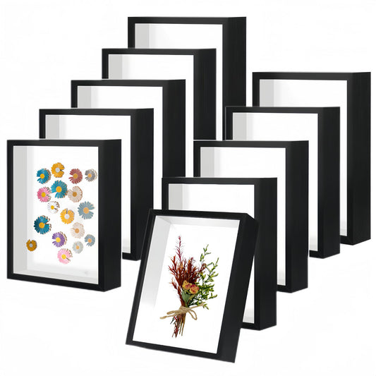 HD Glass Wooden Black Hollow Photo Frame, 4x6 Shadow Box for Flower Pressing, Seashell Display, Pet Memorial (10pcs)