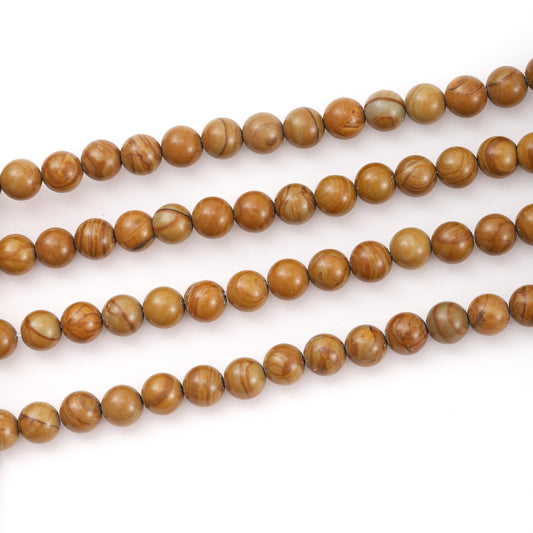 10mm 38pcs DIY Natural Woodgrain Jasper Stone Beads Round Healing Crystal Gemstone Loose Beads for Jewelry Making Handmade Bracelet Necklace