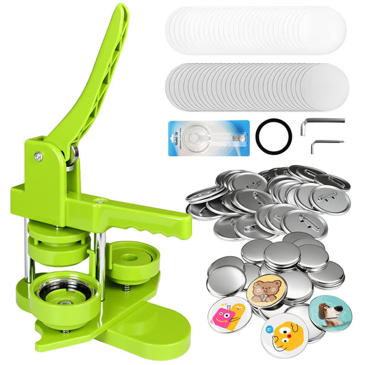 Yunziling 58mm(2.25IN) Button Maker Kit: Pin Maker Machine Kit with 100-Set DIY Supplies, Hand-Operated Button Maker for Custom Pins, Badges, Souvenirs – Perfect for Gifts, Teaching, Hobby Crafting