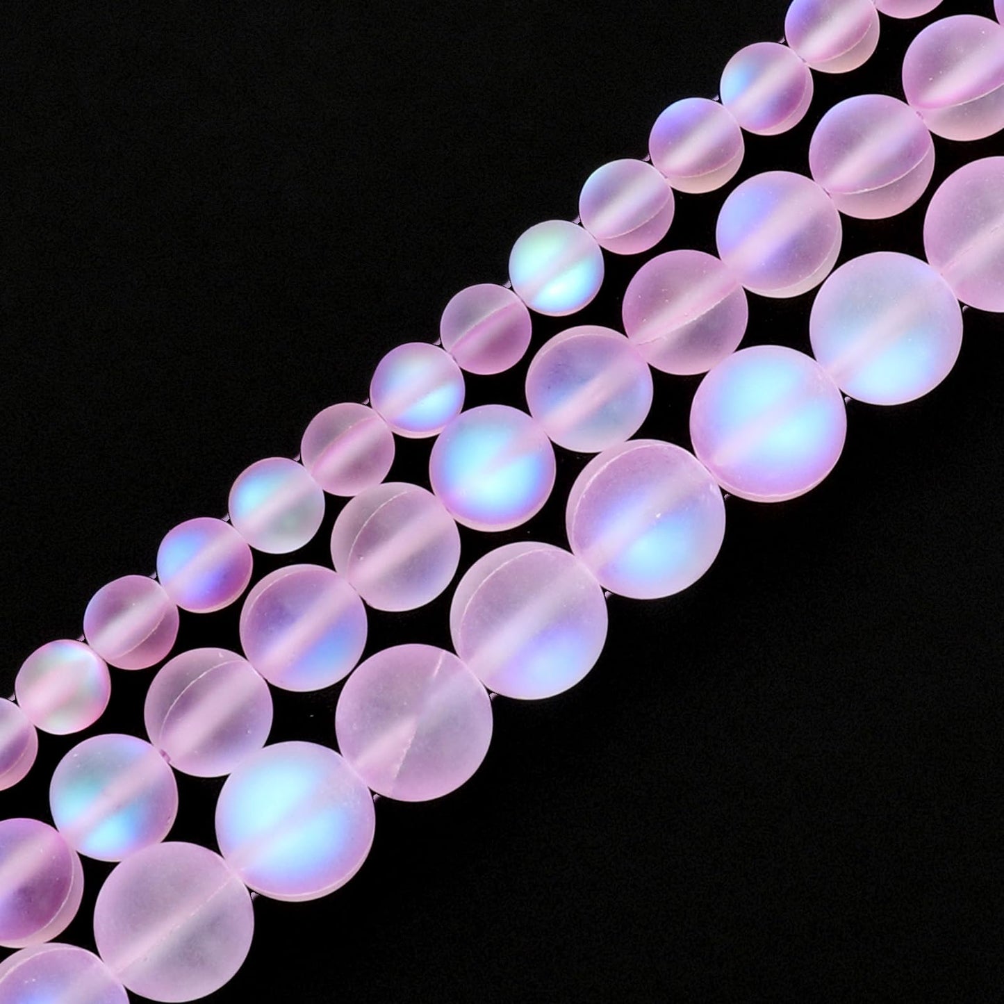 uxcell Matte Crystal Glass Beads 6mm Synthetic Frosted Shining Semi-Precious Round Loose Beads Synthetic Moonstone for Jewelry Making DIY Bracelet, Light Purple