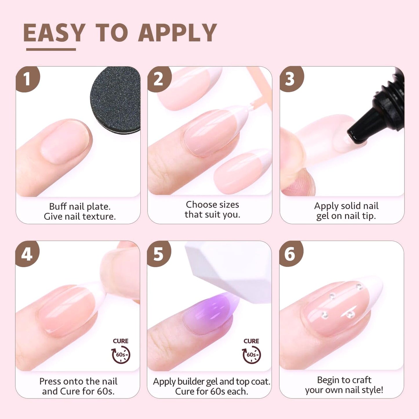 Round Short Almond Press on Nails With Designs - Cute Artificial Kawaii Nails for Gift