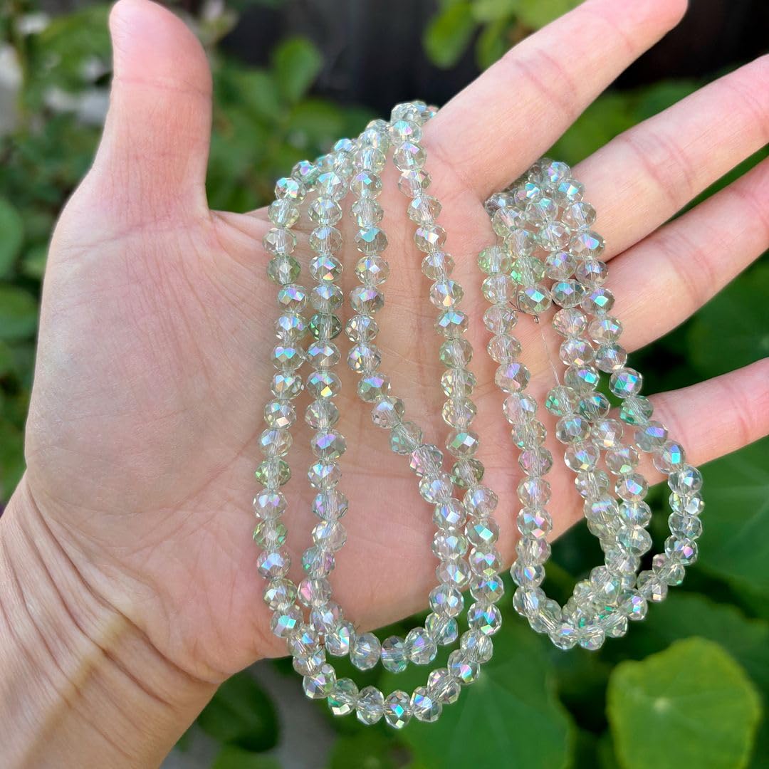 1000pcs Czech Faceted Rondelle Crystal Glass Loose Beads 6mm Spacer Bulk Light Green Shimmer for DIY Craft Jewelry Making CCR640