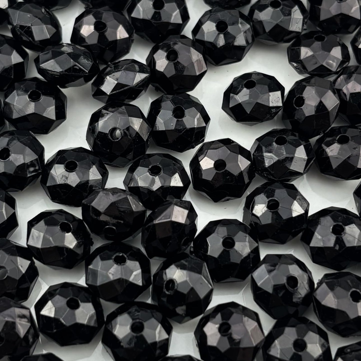 YHYPOCI 400pcs 8mm Acrylic Crystal Beads, Faceted Rondelle Acrylic Spacer Beads for Wind Chimes Bracelet Necklace Earring Keychain Jewelry Making DIY Crafts(Black)