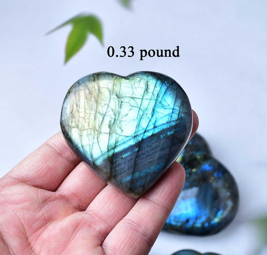 Large Heart Crystal Stones Healing Crystal Palm Polished Love Shaped Gemstones Blue Labradorite Heart Rock Meditation Gift 0.6-0.8Pounds