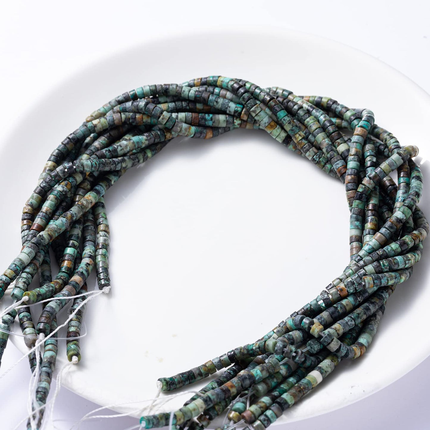 Natural African Turquoise Stone Spacer Beads 4x2mm 38cm/str Flat Round Loose Semi Gemstone Caps for Making Bracelets Necklace