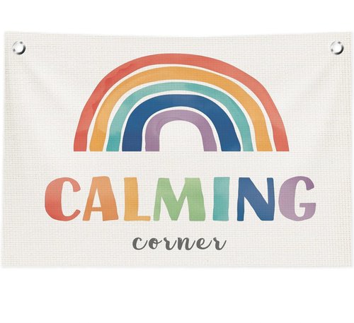 ICEWHITEY Calming Corner Wall Decor for Classroom,Calm Down Corner Supplies,Boho Classroom Rainbow Calming Corner Must Haves Canvas Banner Flags for HomeSchool Library Kindergarten Kids Room,30x20 Inch