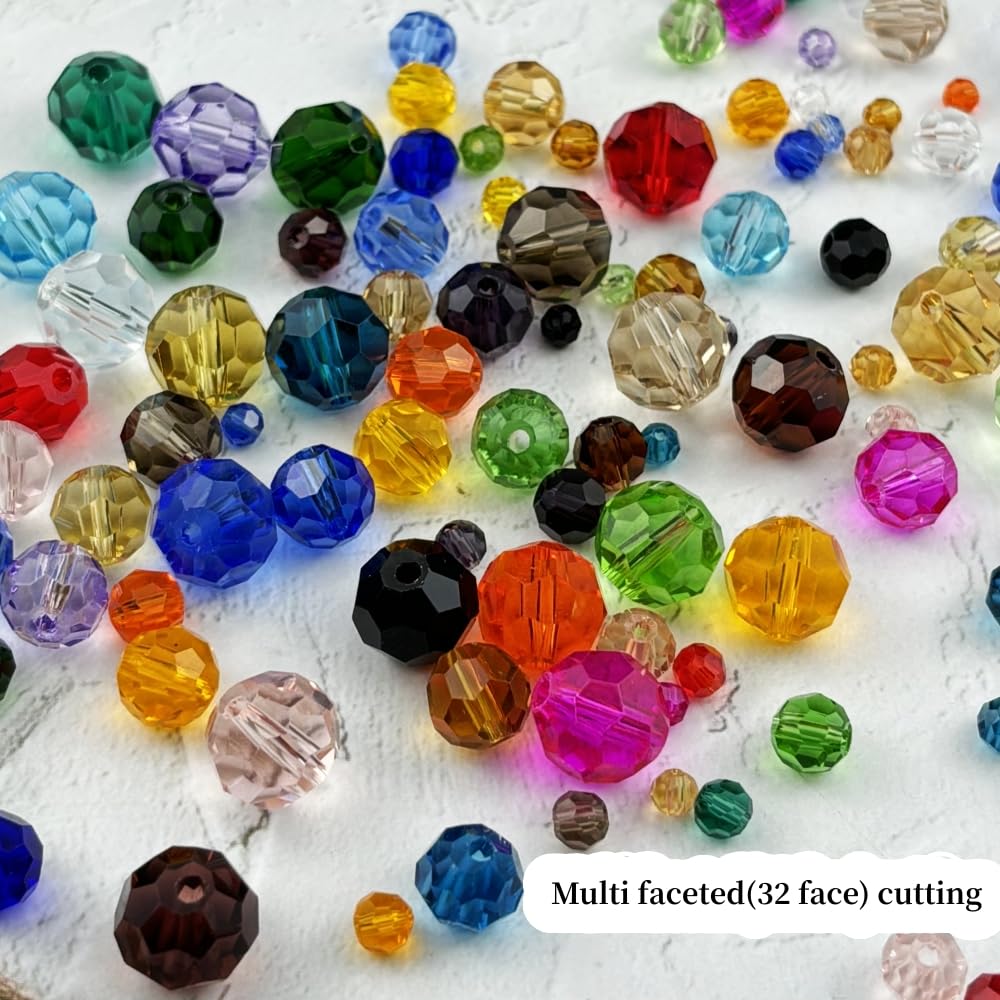 YUEXIGO 60pcs 10mm Round Crystal Glass Beads for Jewelry Making, Faceted Crystal Glass Spacer Beads for Bracelet Earring Necklace DIY Craft(Light Yellow)