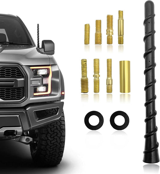 ZNDAW 7 Inch Car Spiral Antenna, Flexible Rubber Antenna Mast with Threaded Adapters, Waterproof Roof Mount Vehicle