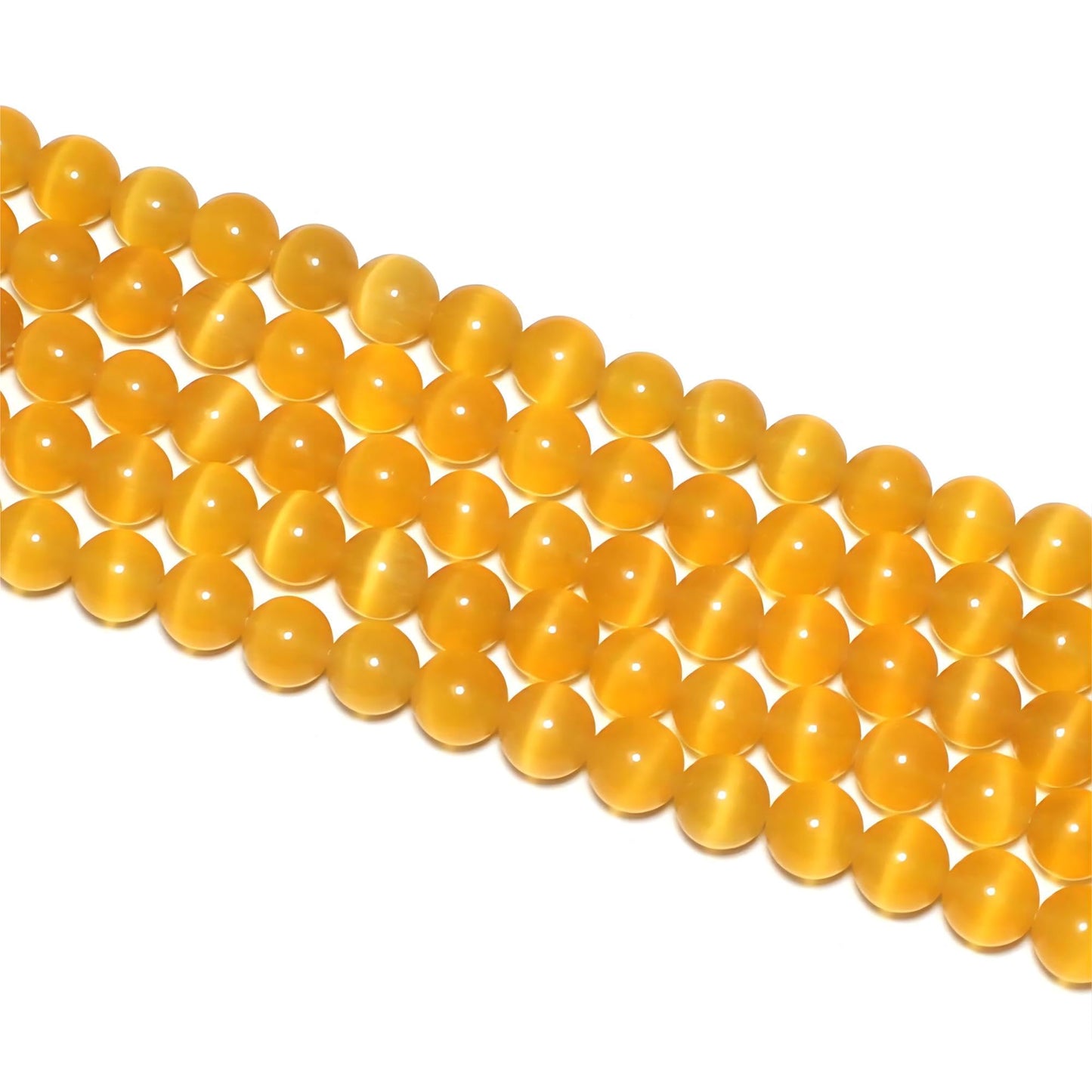 MJDCB 45pcs Golden Yellow Cat Eye Stone Beads 8mm Round Crystal Loose Bead for Jewelry Making DIY Bracelets Necklace Accessories
