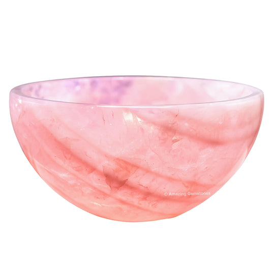 Rose Quartz Crystal Bowl - 2 Inch Decorative Bowls for Room and Home Decor - Gemstone Healing Crystals for Elegant Display, Positive Energy Balance and Gift