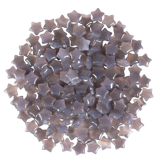 SUNYIK Pack of 20 Mini Star Crystal Pocket Stone, Healing Crystal Worry Stone for Reiki Meditation Anxiety Stress Jewelry Making, Natural Agate