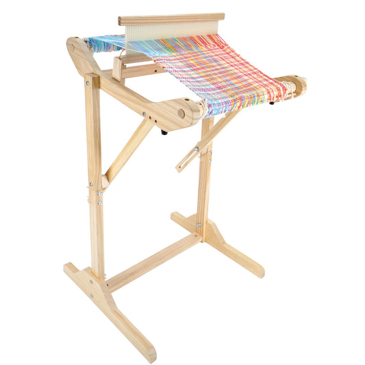 PURCOULEUR 16 Inches Rigid Heddle Loom with Holder, Wooden Weaving Loom for Adults, Multi-Craft Frame Loom for Beginners, Threads Warping Frame with Peg, Yarn Stand, Heddle Shed Stick Weaving Loom Kit
