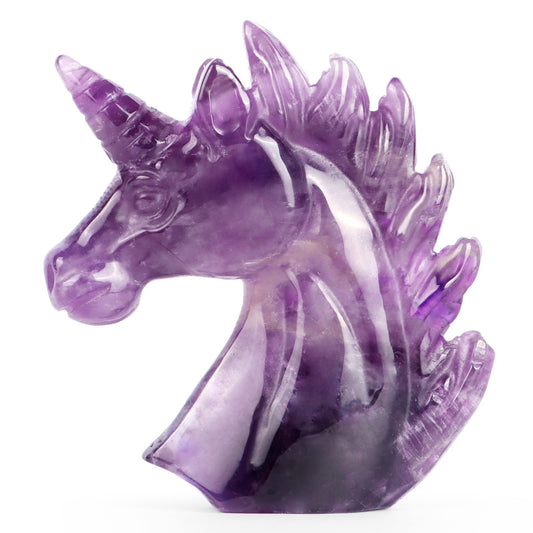 Artistone 3" Amethyst Crystal Unicorn Statue Hand Carved Gemstone Purple Unicorn Horse Stone Animal Carvings Collectible Figurine Reiki Meditation Desk Home Decor Gift