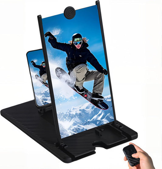14" Remote,3D Screen Magnifier for Cell Phone with Bluetooth HD Magnifing Screen Enlarger Projector for Movies Videos
