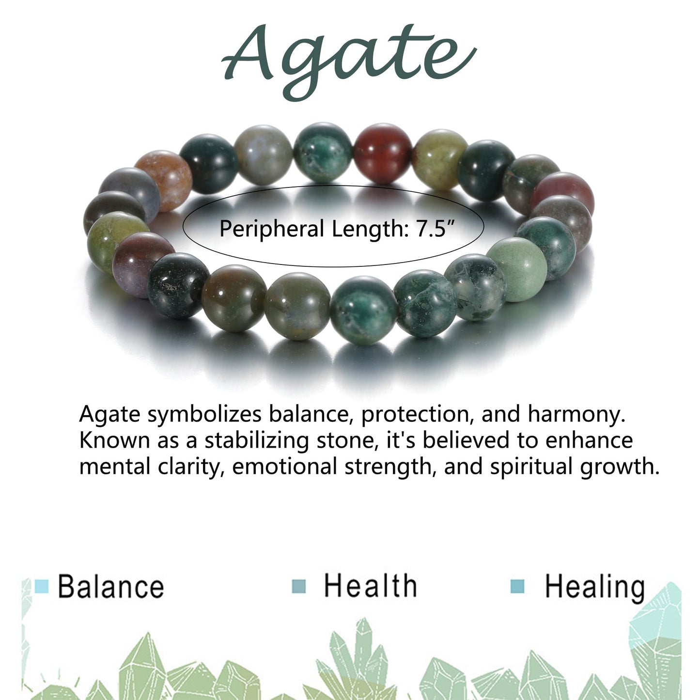 Udolfly Womens Crystal Beaded Bracelets for Women Men Protective Energy Bracelet Natural Gemstone Bead Bracelet 4mm Agate