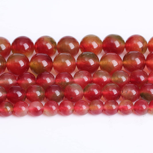 10mm 36pcs Watermelon Tourmaline Jades Stone Beads for Jewelry Making DIY Bracelet Necklace Accessories AAA 15" Energy Healing Power Stone Beads (Watermelon Tourmaline, 10mm)