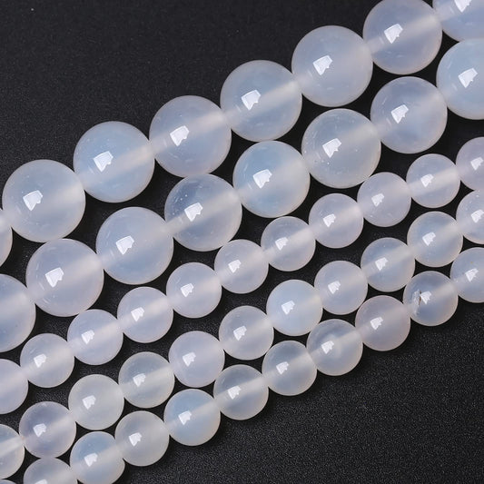 10mm 36pcs 7A Natural White Agate Stone Beads for Jewelry Making DIY Bracelet Necklace Accessories Crystal Energy Healing Power Stone Beads(White Agate, 10mm)