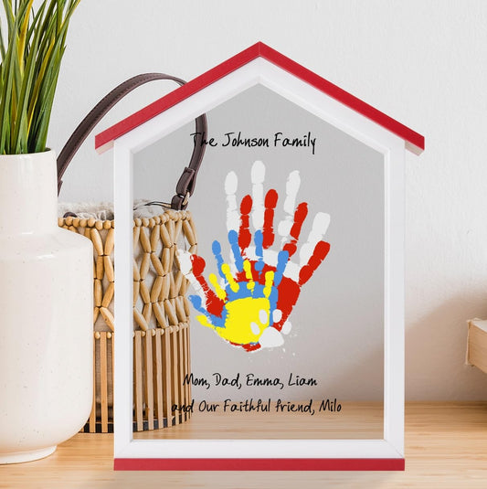 CHERRY CHEERS Exclusive House Shaped Family Handprint Kit; Unique DIY Keepsake, Complete Set, Meaningful Gift for Home Decor, Family Craft & Memory Making