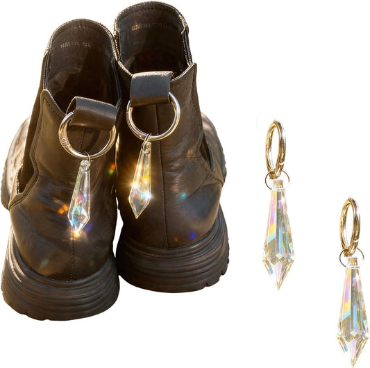 Skiennix Crystal Suncatcher Boot Charms - Bling Shoe Accessories for Women | 2pcs Sparkling Pendant Decor