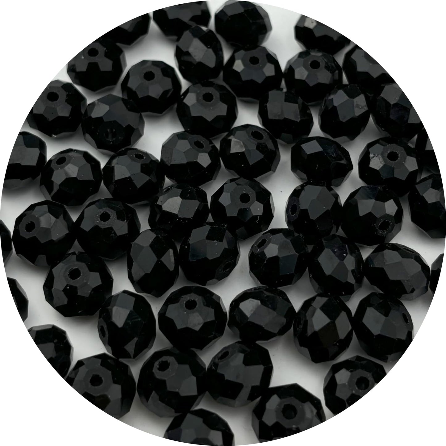 YUEXIGO 250pcs 6mm Crystal Glass Beads for Jewelry Making, Faceted Rondelle Glass Spacer Beads for Wind Chimes Bracelet Earring Necklace DIY Craft(Black)