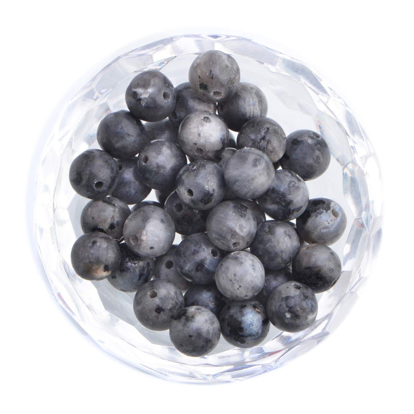 80Pcs Natural Crystal Beads Stone Gemstone Round Loose Energy Healing Beads with Free Crystal Stretch Cord for Jewelry Making (Larvikite Labradorite, 10mm)