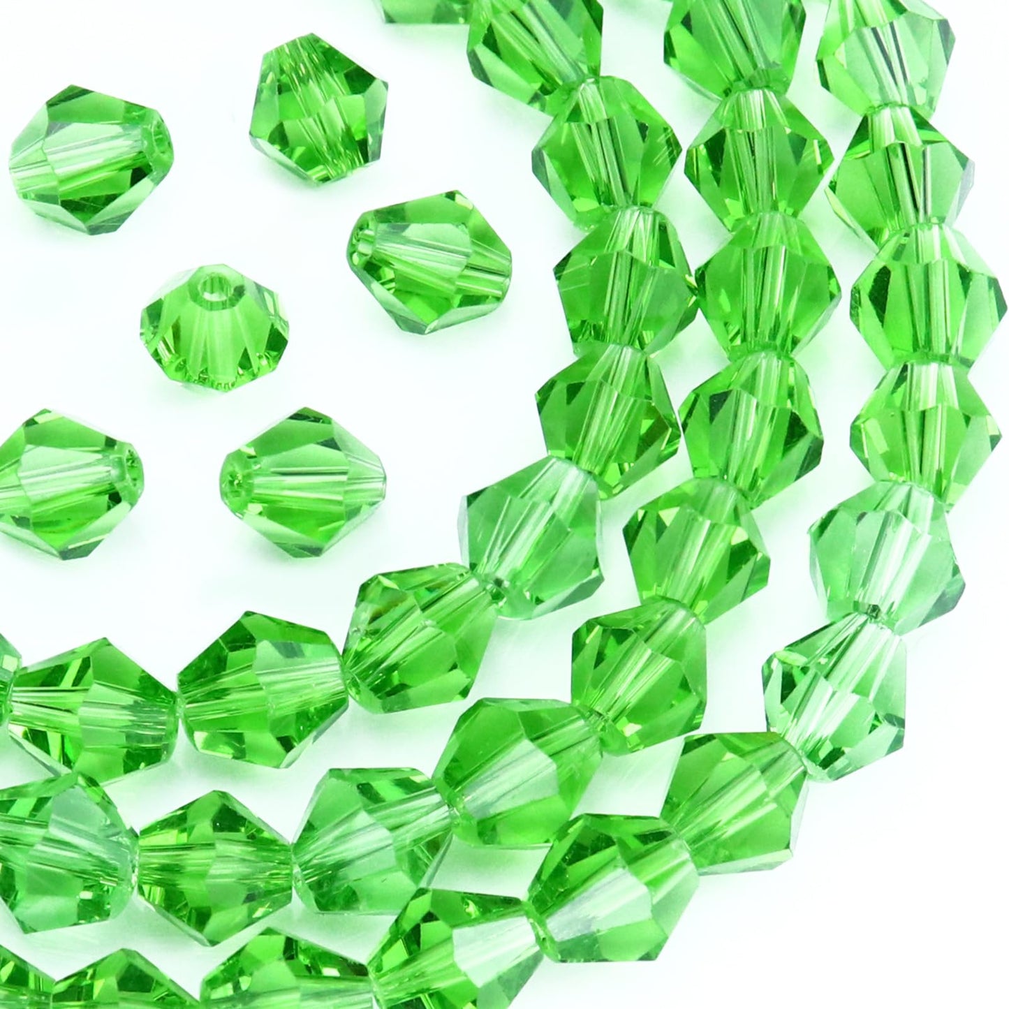 Dowarm 250PCS 6MM Crystal Beads, Green Bicone Glass Beads for Jewelry Making, Craft, DIY Bracelet, Necklace, Suncatchers
