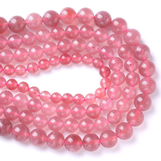 10MM 36PCS Natural Strawberry Quartz Crystal Jade Spacer Loose Beads for Jewelry Making DIY Bracelet Necklace