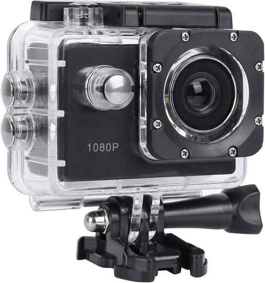 ASHATA A7 1080P 2.0in 30m 140 900mAh Action Camera Camcorder, HD, Screen, Waterproof, Wide Angle, Battery, Black