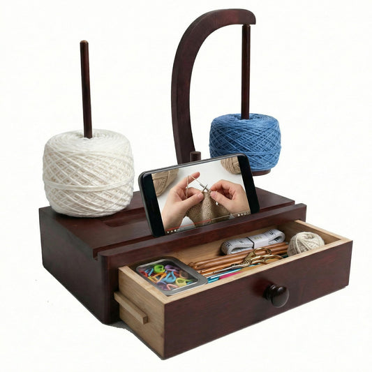 Larger Size Yarn Holder for Crocheting, Upgrade Wooden Yarn Spinner with Magnetic Rotating Mechanism, Large Storage Space, Crochet Gift for for Knitting Lovers Mom Mother's Day Gift